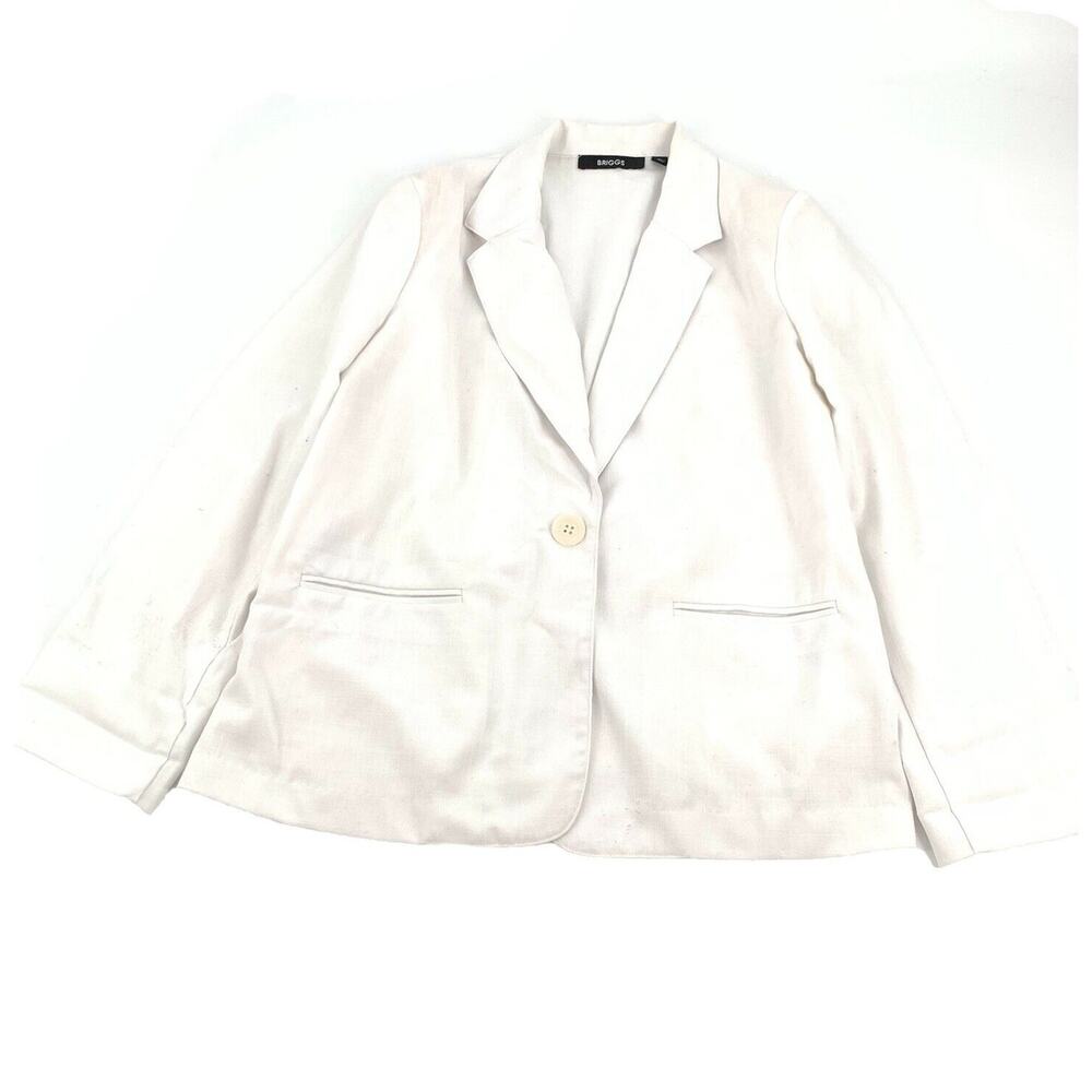 Briggs One Button Oversized Boxy Blazer Jacket Size Large Womens Solid White L